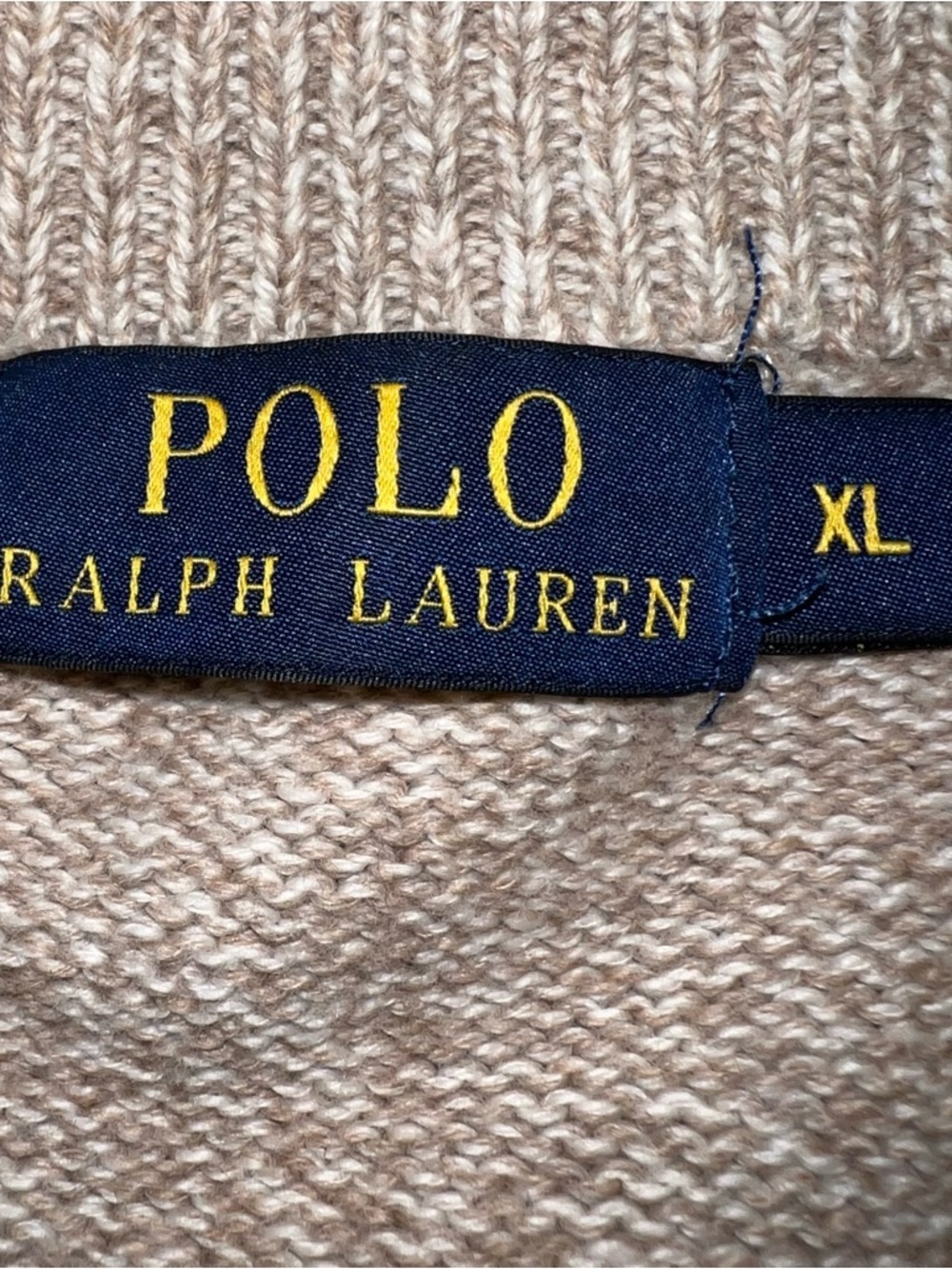 Polo by Ralph Lauren Men’s Quarter-Zip Sweater - Beige Oatmeal Cotton Blend XL - Picture 12 of 13